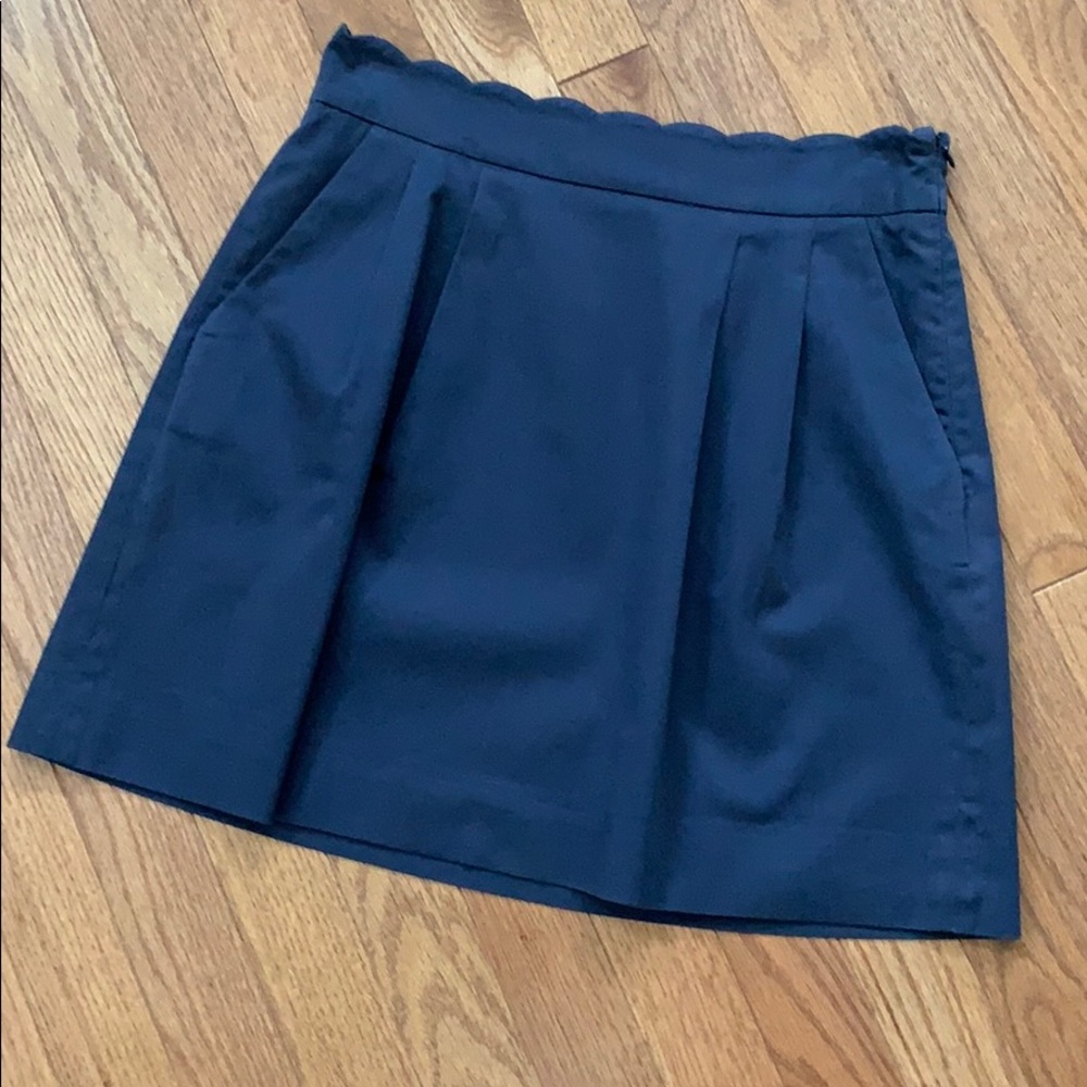J. Crew Navy Blue Scallop Waist Skirt